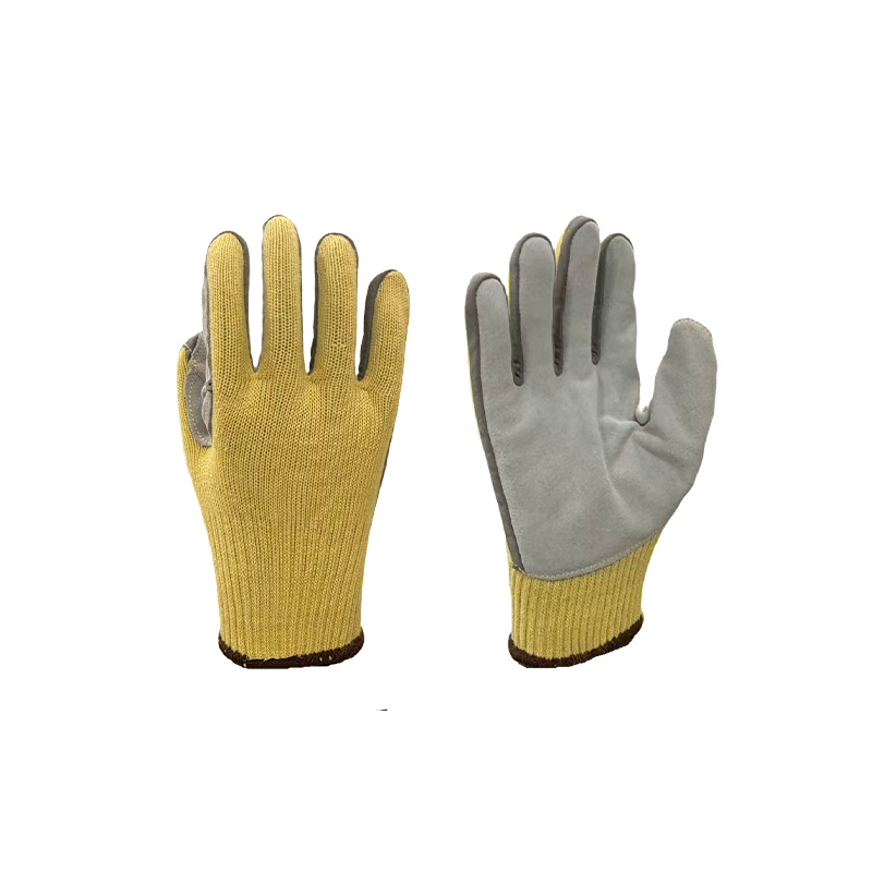 Aramid Palma apta Top-grani Cowhide Gloves